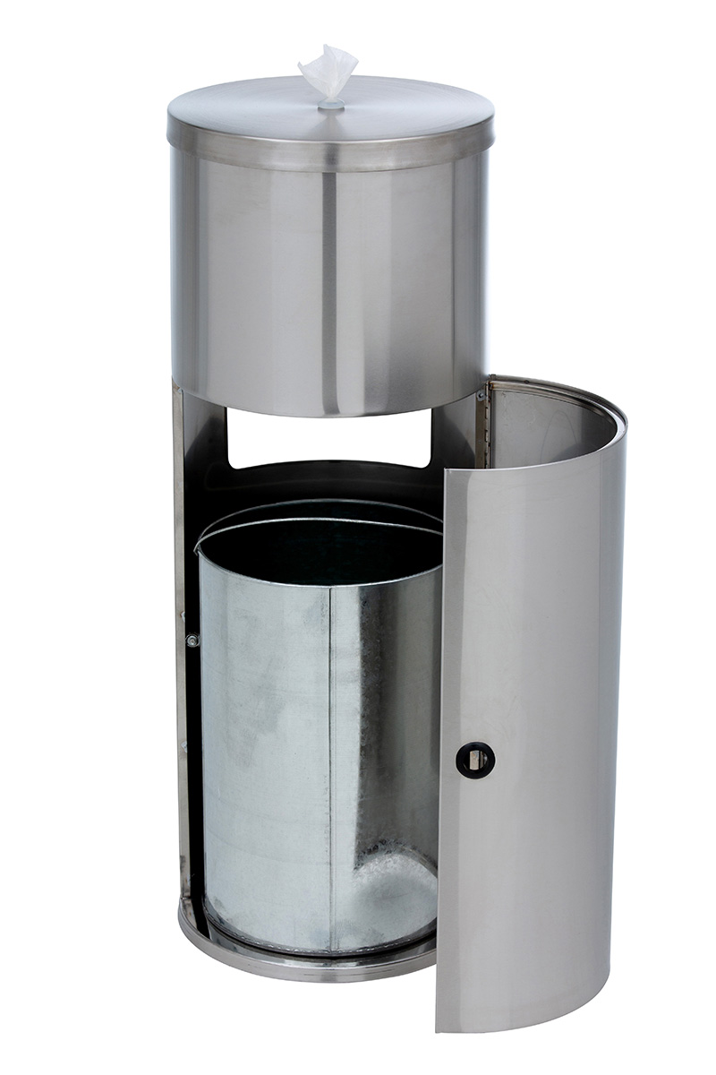 Antibacterial Wipes Dispenser Bin Freestanding Stainless Steel   Disp Rear 6920w 